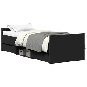 vidaXL Bedframe met hoofd- en voeteneinde zwart 100x200 cm