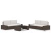 vidaXL 5-delige Loungeset poly rattan bruin