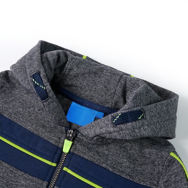 Kindervest met capuchon en rits 116 gem&ecirc;leerd grijs