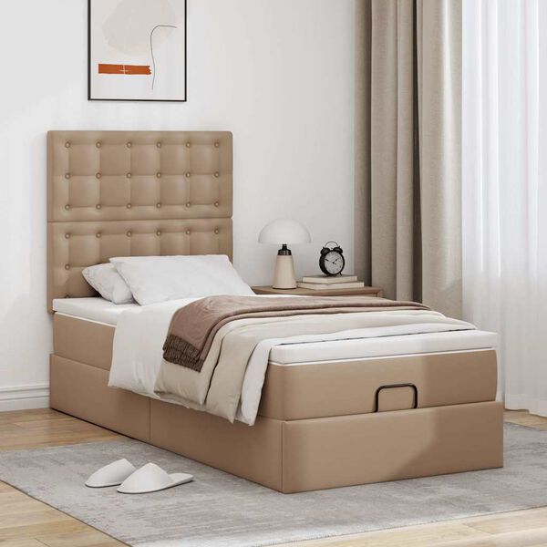 vidaXL Ottoman bed met matras en LED's 90x190cm kunstleer