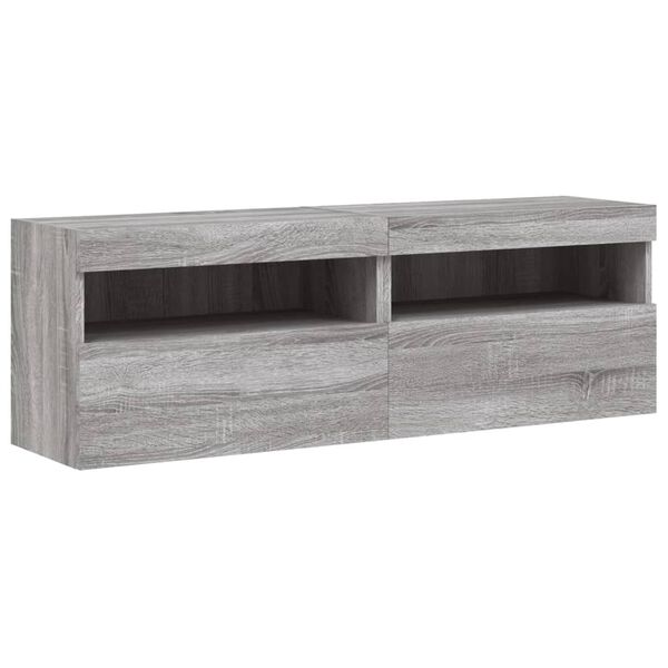 vidaXL Tv-wandmeubels met LED 2 st 60x30x40 cm grijs sonoma eiken