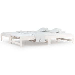 vidaXL Slaapbank uitschuifbaar massief grenenhout wit 2x(90x200) cm
