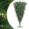 vidaXL Ondersteboven Kunstkerstboom met Ballenset Groen 180 cm PVC