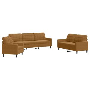 vidaXL 3-delige Loungeset met kussens fluweel bruin