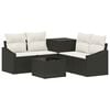 vidaXL Bankstel 6 st Zwart en Cream Wit Poly Rattan en Staal