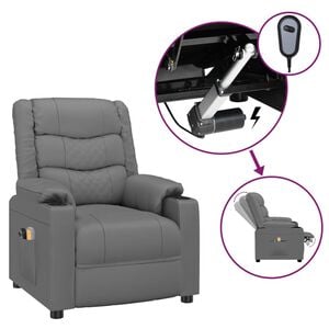 vidaXL Massagestoel elektrisch kunstleer grijs