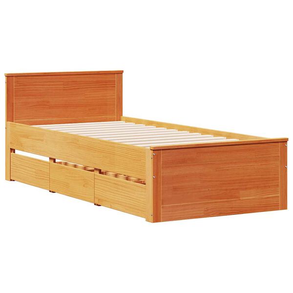 vidaXL Bedframe met hoofdbord zonder matras hout wasbruin 90x190 cm
