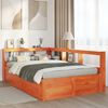 vidaXL Bed met boekenkast zonder matras grenenhout wasbruin 135x190 cm