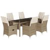 vidaXL 7-delige Tuinset met kussens poly rattan beige