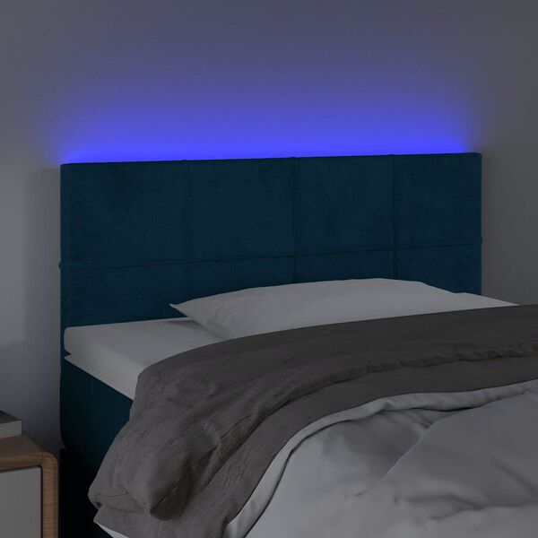 vidaXL Hoofdbord LED 100x5x78/88 cm fluweel donkerblauw