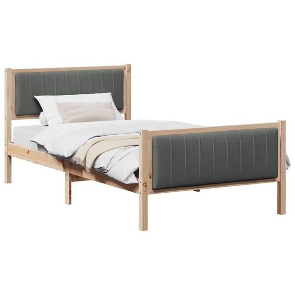vidaXL Bedframe Bruin en donkergrijs 100 x 200 cm Massief grenenhout