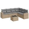 vidaXL 7-delige Loungeset met kussens poly rattan beige