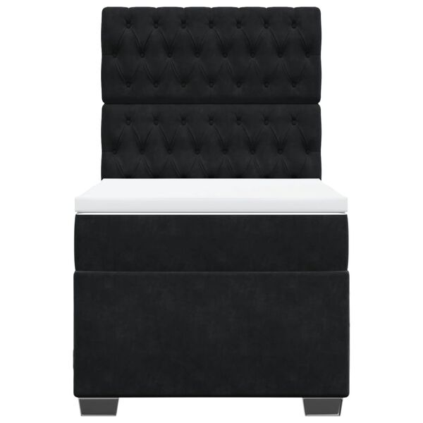 vidaXL Boxspring met matras fluweel zwart 80x200 cm