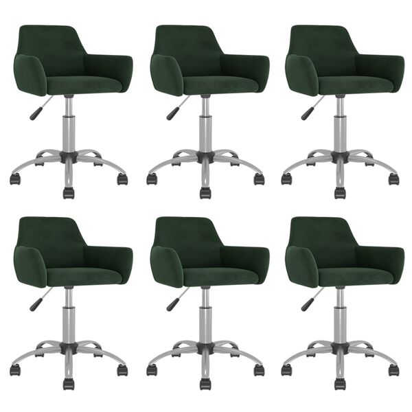 vidaXL Eetkamerstoelen draaibaar 6 st fluweel donkergroen