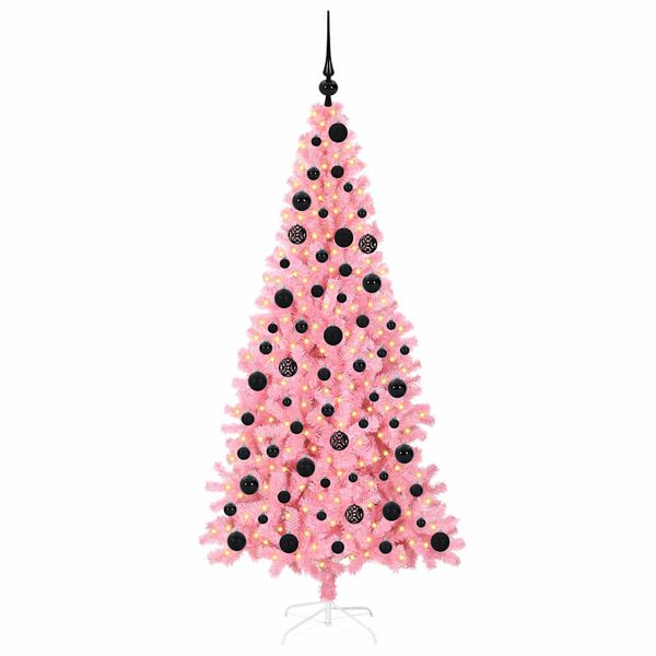 vidaXL Kerstboom met 300 LED met standaard Roze 180 cm PVC