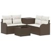 vidaXL Bankstel 6 st Bruin en Cr&egrave;me Wit Poly Rattan en Staal