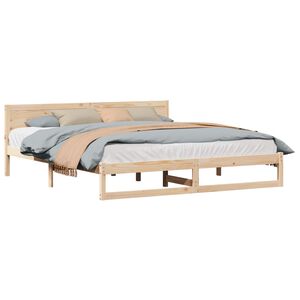 vidaXL Bedframe met hoofdeinde Naturel 200 x 200 cm Massief grenenhout