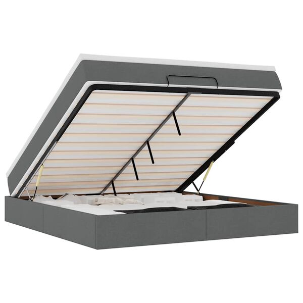 vidaXL Ottoman bed met matras 160x200cm stof donkergrijs