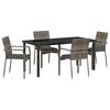 vidaXL Tuin eettafelset met kussen 5 pcs Grijs poly rattan