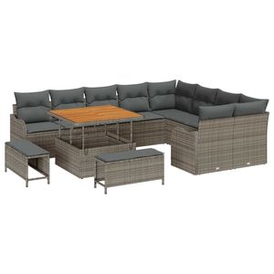 vidaXL Tuin Sofa Set 12 pcs Grijs poly rattan