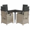 vidaXL 5-delige Tuinset met kussens poly rattan lichtgrijs