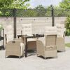 vidaXL Tuin eettafelset met kussen 5 pcs Beige poly rattan
