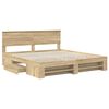 vidaXL Bedframe met hoofdeinde Sonoma Eiken 200 x 200 cm Bewerkt hout