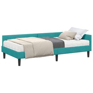 vidaXL Hoekbedframe met Matras Anders 2 pcs Turquoise Fluweel