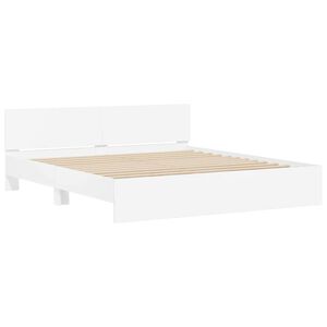 vidaXL Bedframe met Hoofdeinde Wit 137 x 190 cm Bewerkt hout