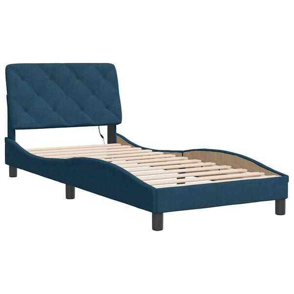 vidaXL Bedframe met LED zonder matras fluweel blauw 80x200 cm