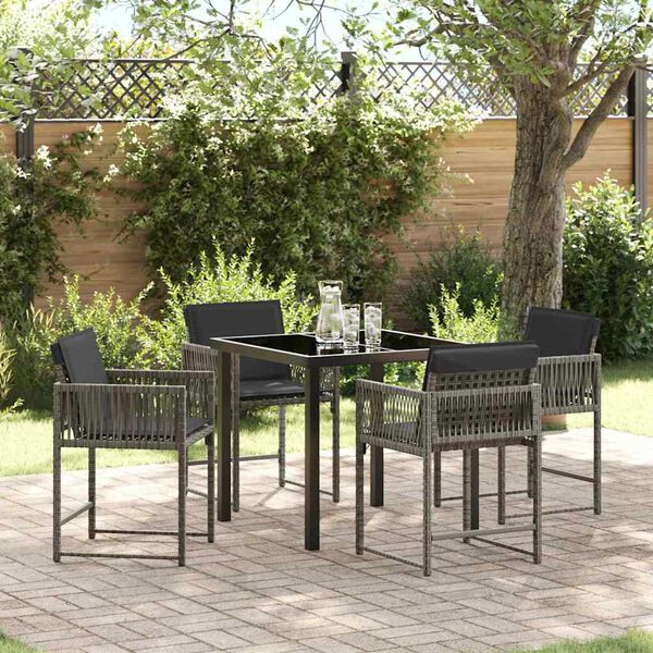 vidaXL Tuin Eetset 5 pcs Grijs poly rattan