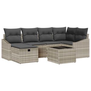 vidaXL Bankstel met kussen 6 pcs poly rattan