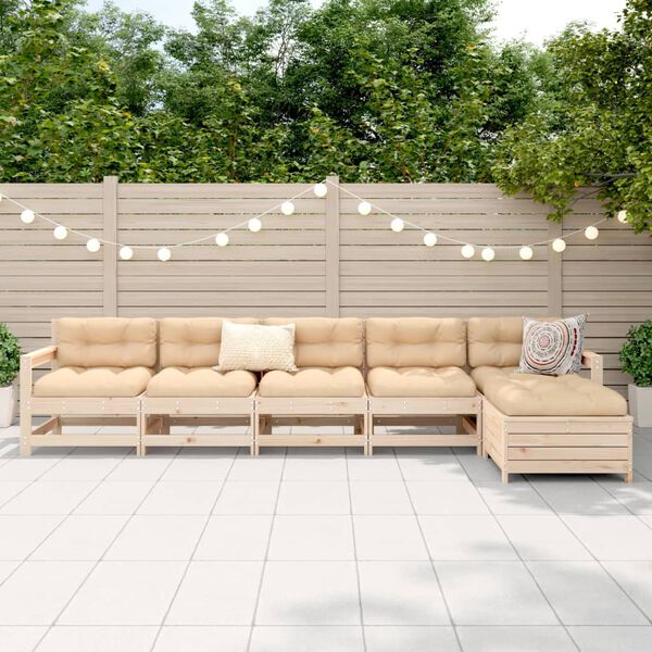 vidaXL 6-delige Loungeset massief grenenhout