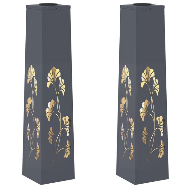 vidaXL Solar LED Pad Licht 2 pcs Antraciet Koudgewalst staal