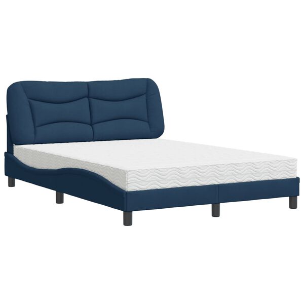 vidaXL Bed met matras "Hvar" stof blauw 140x190 cm