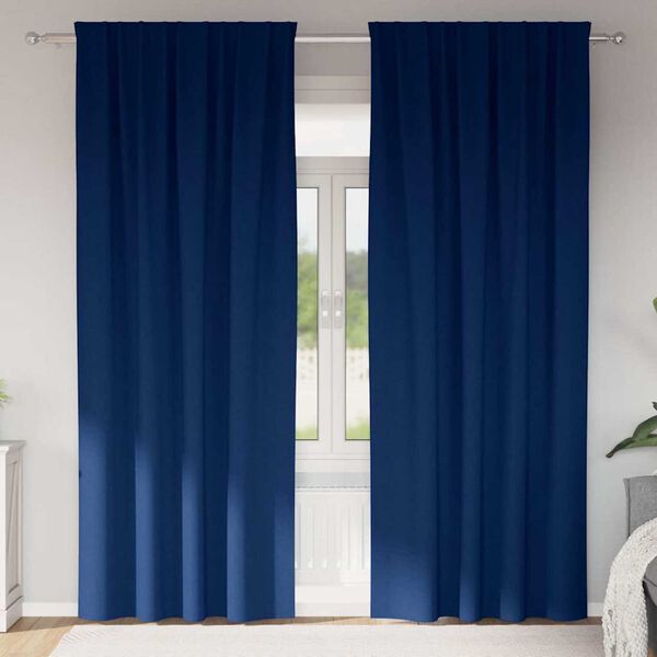 vidaXL Zwart-out Gordijnen met Ringen 2 pcs Donkerblauw 225 x 140 cm