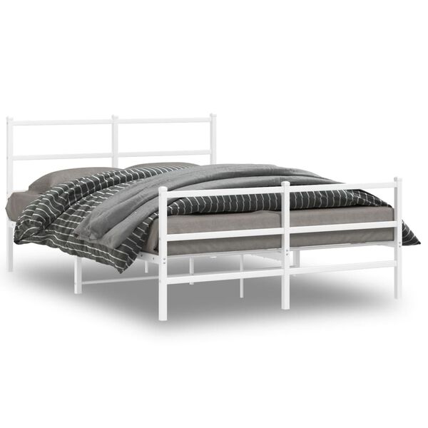 vidaXL Bedframe met hoofd- en voeteneinde&nbsp;metaal wit 140x200 cm
