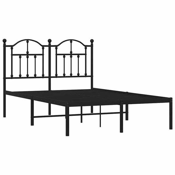 vidaXL Bedframe met hoofdbord metaal zwart 120x200 cm