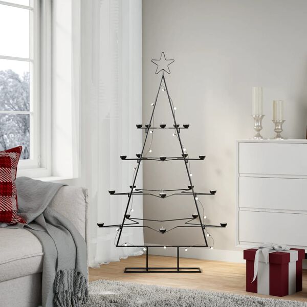 vidaXL Kerstdecoratie kerstboom 140 cm metaal zwart