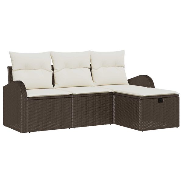 vidaXL Tuin Sofa Set met kussen met opslag 4 pcs Bruin poly rattan