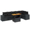 vidaXL 7-delige Loungeset met kussens poly rattan zwart