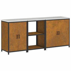 vidaXL Keukenopslag set met plank met opslag 3 pcs Roestig Cortenstaal