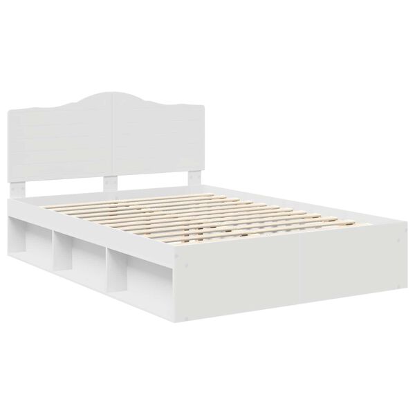 vidaXL Bedframe met hoofdeinde Wit 150 x 200 cm Massief grenenhout
