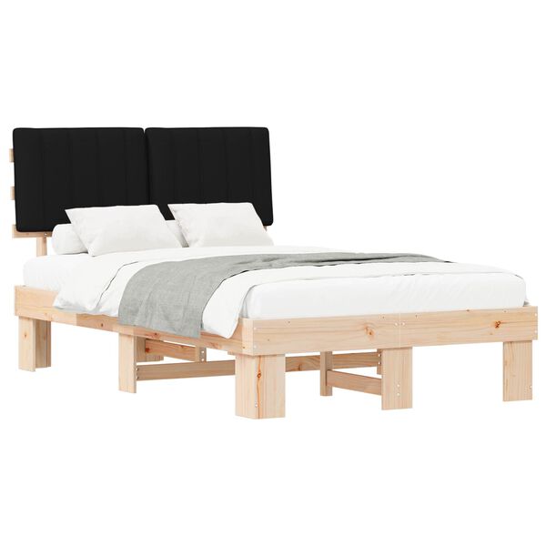 vidaXL Bedframe met Gevoerd Hoofdgedeelte Zwart 120 x 190 cm