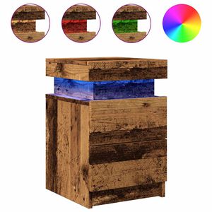 vidaXL Nachtkastje met LED 35x39x55 cm bewerkt hout oud houtkleurig