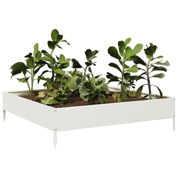 vidaXL Plantenbak verhoogd 100x100x26 cm staal wit