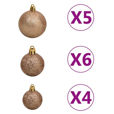 vidaXL Kunstkerstboom met verlichting en kerstballen smal 210 cm wit