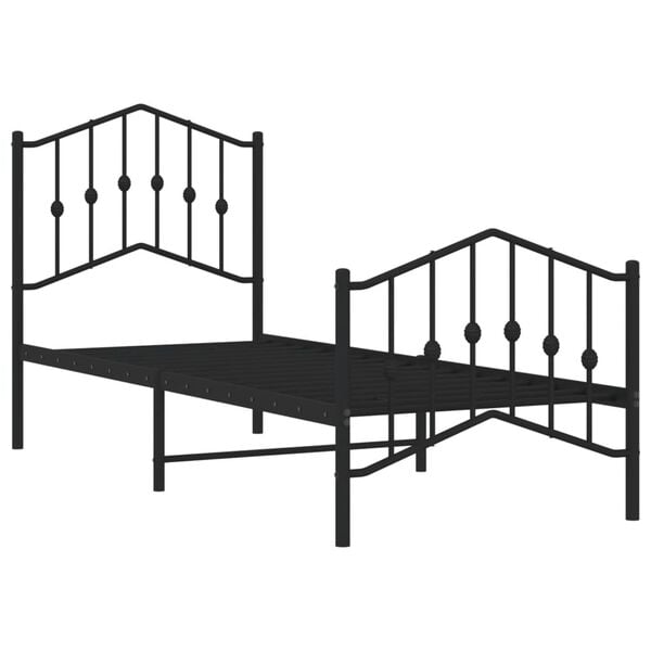 vidaXL Bedframe met hoofd- en voeteneinde&nbsp;metaal zwart 75x190 cm