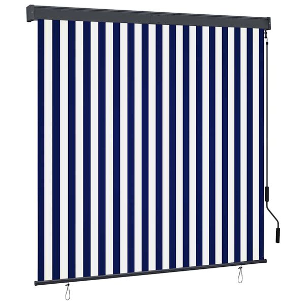 vidaXL Rolgordijn voor buiten 160x250 cm blauw en wit