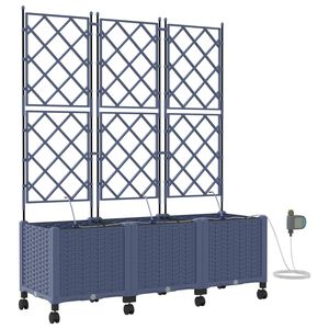 vidaXL Tuin Pot met Irrigatie en Wielen 3 st Grijs 120 x 40 x 148 cm